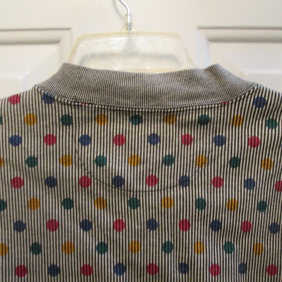 Vtg ESPRIT gray POLKA DOTS long sleeves shirt M - Picture 11 of 15